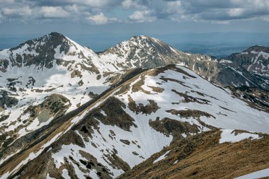 Western Tatras scenery from Baranec peak, Slovak republic. Hiking theme. Seasonal natural scene.
