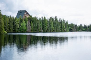 Strbske Pleso bölgesi, Slovakya Cumhuriyeti. Yürüyüş teması. Mevsimsel doğal sahne.
