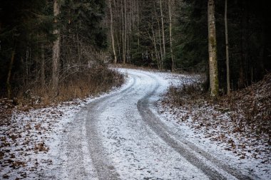 Büyük Fatra Dağları, Slovakya Cumhuriyeti. Karlı bir manzara. Mevsimsel doğal sahne. Seyahat güzergahı. Yürüyüş teması.