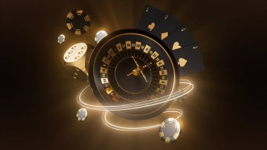 Lüks Kumarhane Kumarhaneleri - Rulet Çarkıfeleği, Poker Kartları, Zar ve Fiş