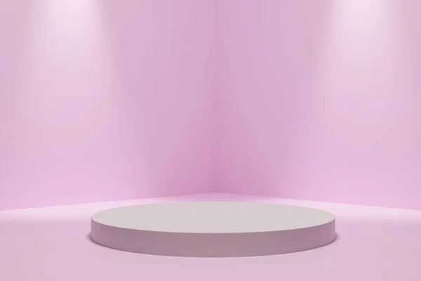 ピンクのパステルの背景に製品表示のための現実的な3Dレンダリングプラットフォーム — ストック写真