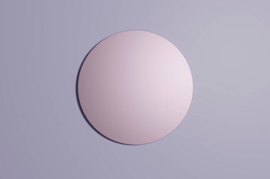 Mor pastel arka planda ürün gösterimi için gerçekçi 3D görüntüleme platformu. Üst görünüm.