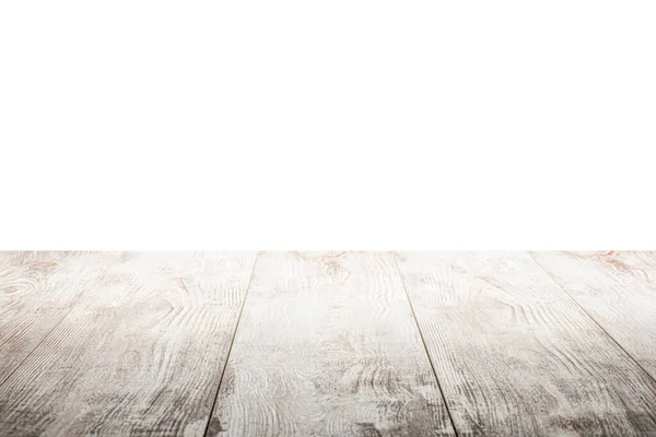 Tavole Legno Come Tavolo Scrivania Isolate Sfondo Bianco — Foto Stock