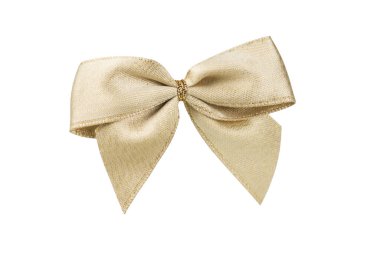 Altın kurdele yayı, beyaz arkaplanda izole..