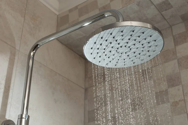 Water Running Shower Head Bathroom — Stok fotoğraf