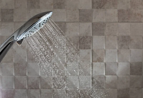 Water Running Shower Head Bathroom — Stockfoto
