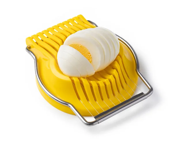 Boiled Egg Egg Slicer Isolated White Background — Stock Photo, Image