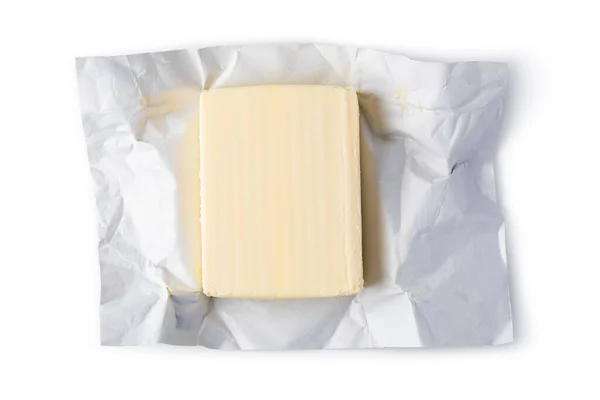 Butter Auf Silberner Butterschale — Stockfoto
