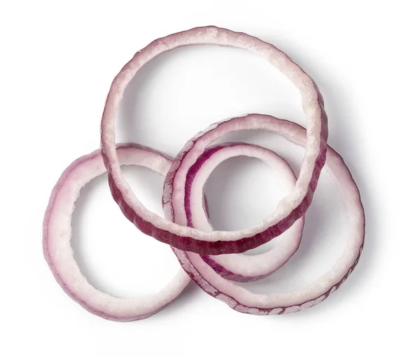 Czerwony Pierścień Cebuli Plasterek Białym Tle — Zdjęcie stockowe