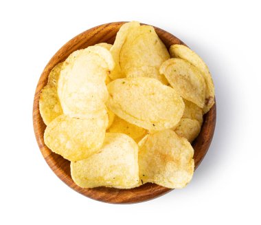 beyaz zemin üzerine patates cips