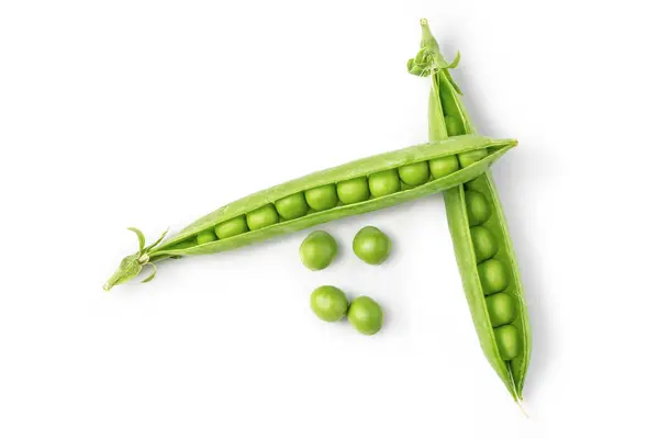 Zelená Hrášek Zelenina Fazole Izolované Bílém Pozadí — Stock fotografie
