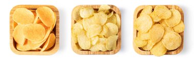 beyaz zemin üzerine patates cips