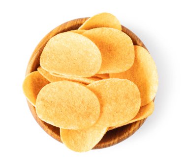 beyaz zemin üzerine patates cips