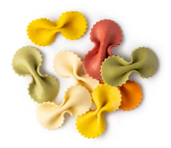 Tørret Italiensk Pasta Farfalle Isoleret Hvid Baggrund - Stock-foto