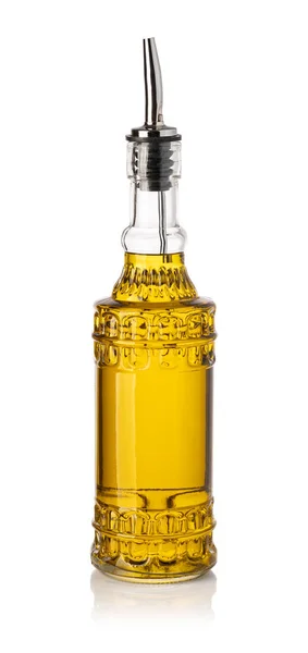 Olijfolie Fles Geïsoleerd Witte Achtergrond — Stockfoto