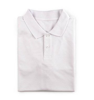 Beyaz Polo gömlek, giyim izole beyaz zemin üzerine.