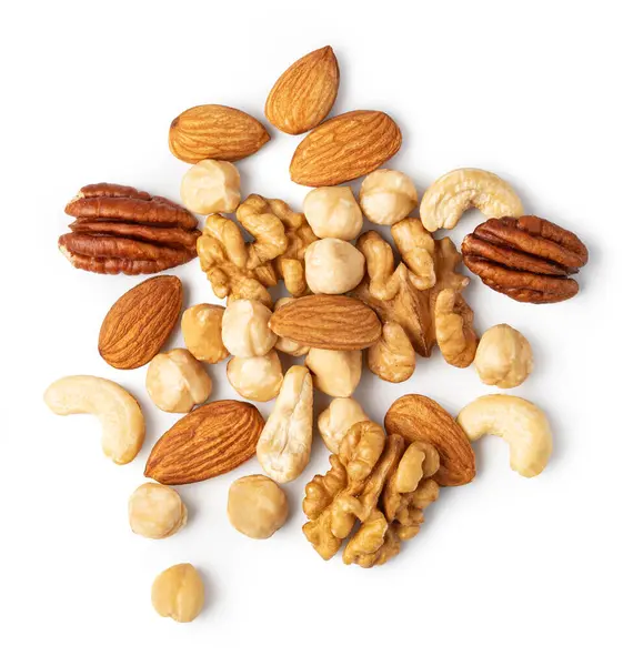 Nuts Mix Isolated White Background — Stock Photo, Image