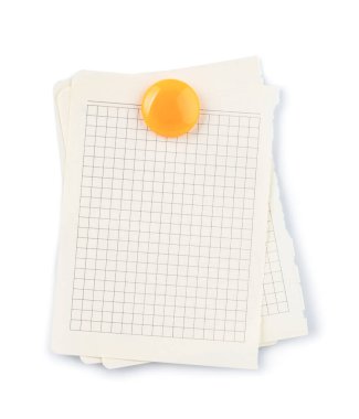 Boş kağıt sayfa ve mıknatıs beyaz arkaplanda izole edildi.