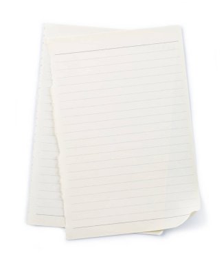 Beyaz arka plan üzerinde izole boş kağıt sayfası.