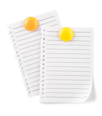 Boş kağıt sayfa ve mıknatıs beyaz arkaplanda izole edildi.