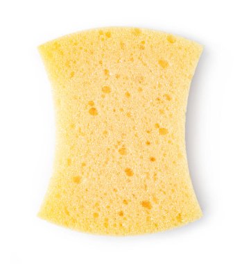 Beyaz arka plan üzerinde izole bulaşıkları yıkamak için mutfak sünger