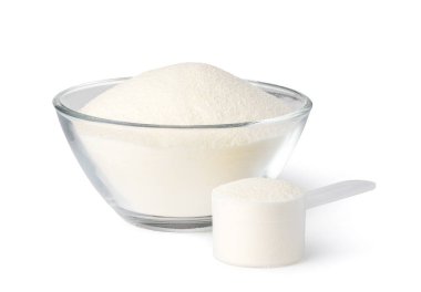 Kolajen tozu beyaz arkaplanda izole edildi