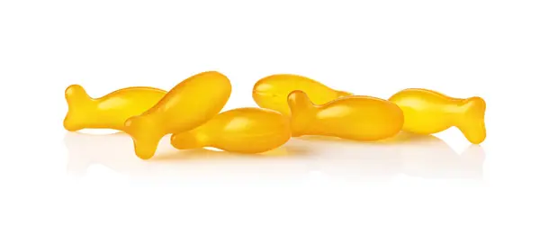 Gelatine Kapsel Aus Omega Vitamin Isoliert Auf Weißem Hintergrund Stockfoto