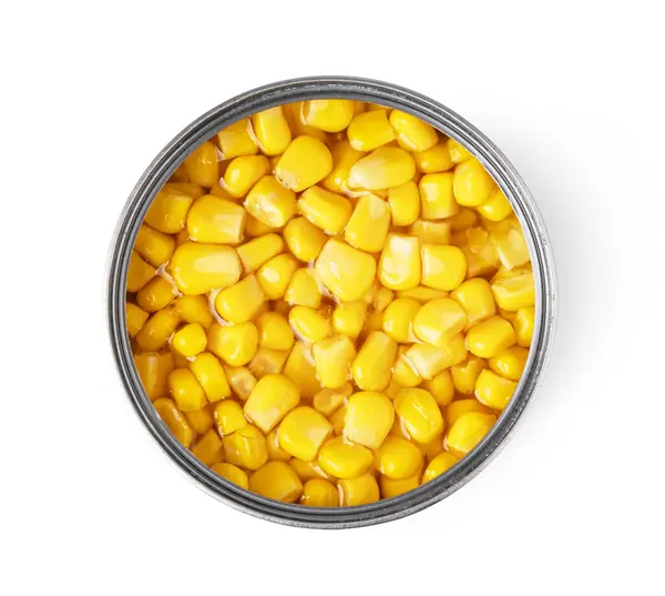 Sweet Canned Corn Isolated White Background — Stock Photo, Image