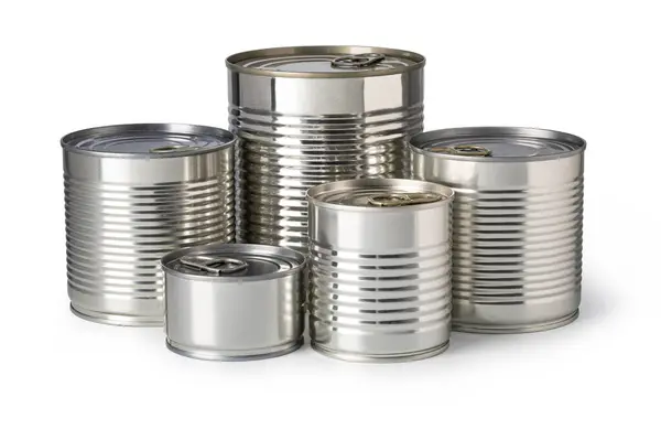 Metal Cans White Background Stock Picture