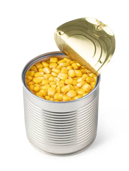 甜罐装玉米 白色背景隔离 免版税图库图片