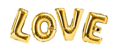 Beyaz arka planda izole edilmiş aşk sözcükleri.