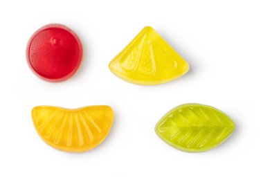 Jöle şekerleri, beyaz arkaplanda izole edilmiş.