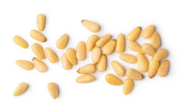 Roasted pine nuts isolated on the white background