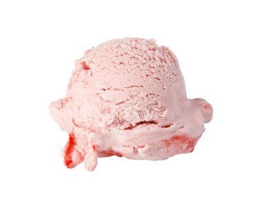 Refreshing and delicious, a single scoop of strawberry ice cream melts slowly
