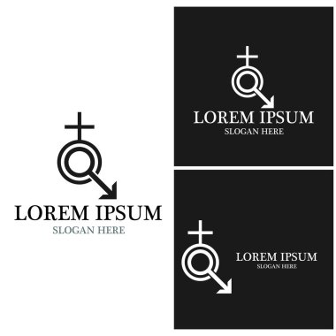 İnsanlar Cinsiyet Simgesi ve Sembol Vektör Şablonu