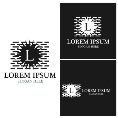 Kara Tuğla Duvar Logo Vektör Şablonu