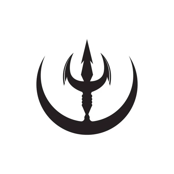 Trójząb Logo Wektor Wzór Ikona Projekt Ilustracji — Wektor stockowy