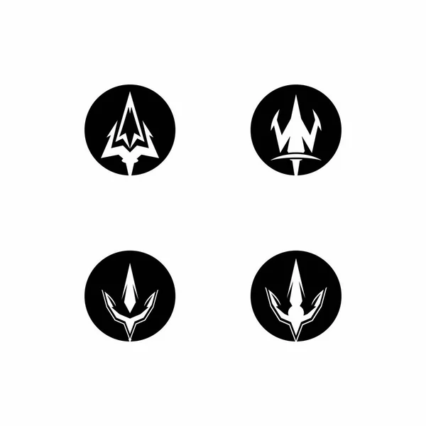 Tridente Logo Modello Icona Vettoriale Illustrazione Design — Vettoriale Stock