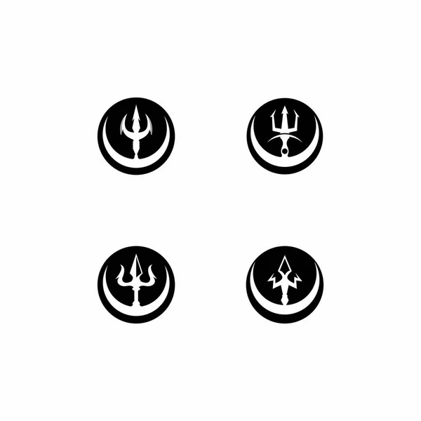 Trident Logo Sablon Vektor Ikon Illusztráció Tervezés — Stock Vector