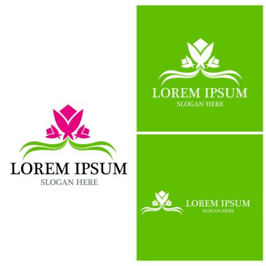 Lotus Çiçeği Logo Vektör Şablonu çizimi