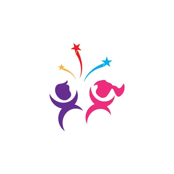 Happy Kids Logo Vector Template Ilustração — Vetor de Stock