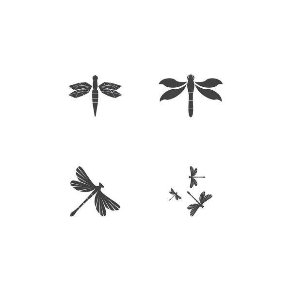 Dragonfly Ilustração Ícone Design Modelo Vetor — Vetor de Stock