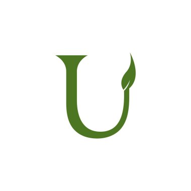 Doğa yaprağı harf simgesi ve sembol şablon vektörü