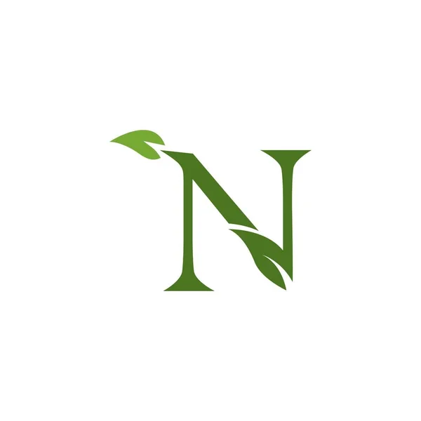 Natura Foglia Lettera Icona Simbolo Modello Vettoriale — Vettoriale Stock