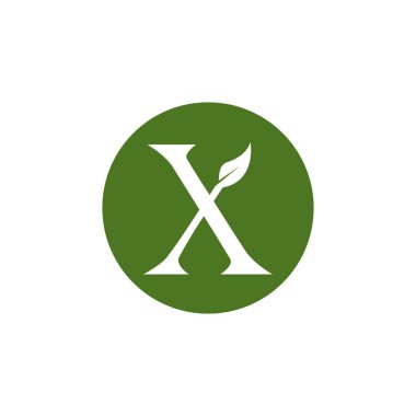 Doğa yaprağı harf simgesi ve sembol şablon vektörü