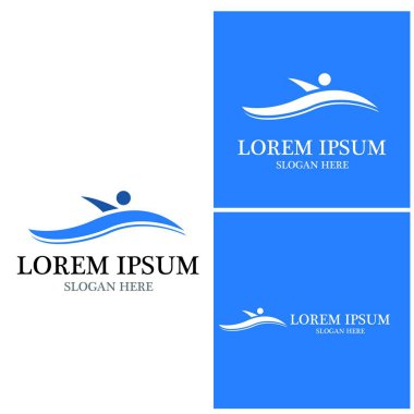 Yüzen insanlar logo vektör şablonu çizimi