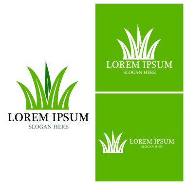 Doğa Çimeni Logo Vektör Şablonu İllüstrasyonu