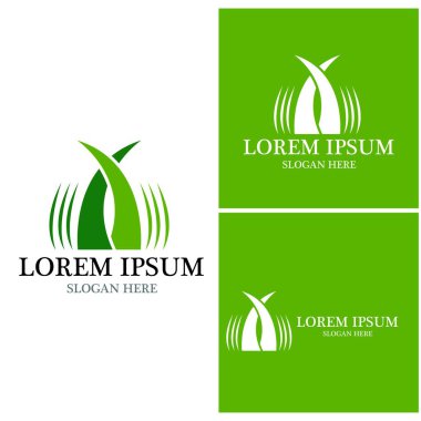 Doğa Çimeni Logo Vektör Şablonu İllüstrasyonu