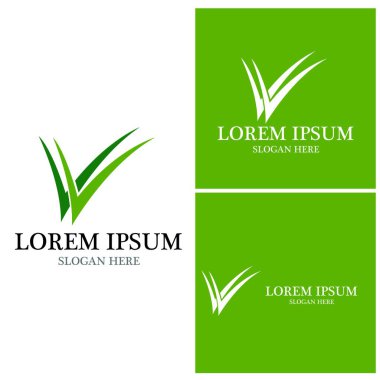 Doğa Çimeni Logo Vektör Şablonu İllüstrasyonu