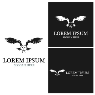 Baykuş Simgesi ve Sembol Vektör Şablonu İllüstrasyonu